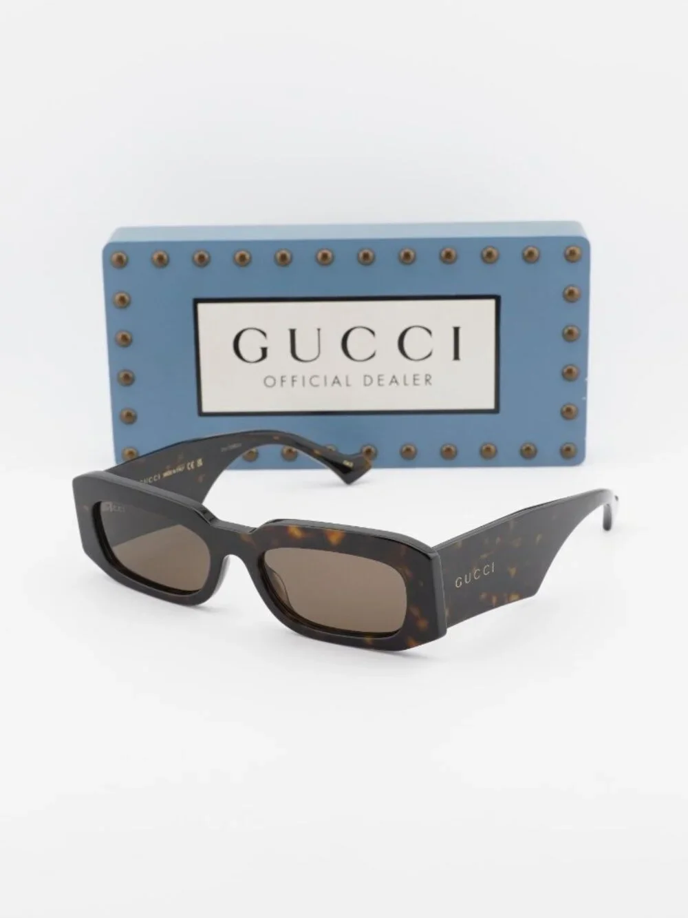 Gucci GG1426S 002 Rectangle Sunglasses - Havana / Brown
